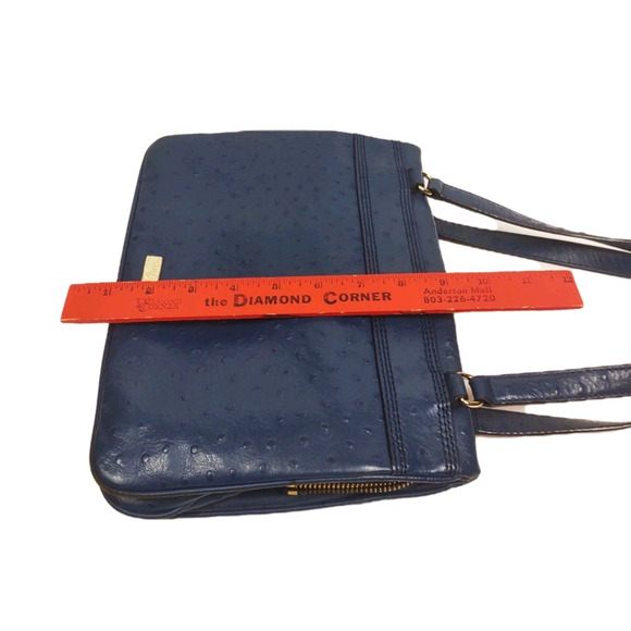 KATE SPADE New York Blue Ostrich Leather Bow Bag Handbag Purse Shoulder Bag - Picture 5 of 16